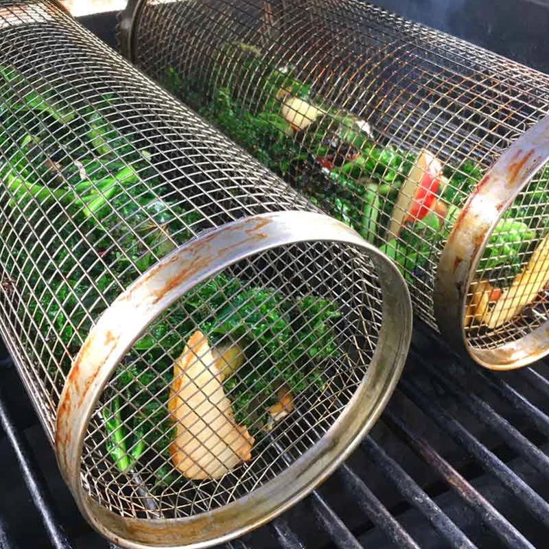 Cestello per Griglia BBQ | Rotazione a 360° | Calore Uniforme | In Acciaio Inox