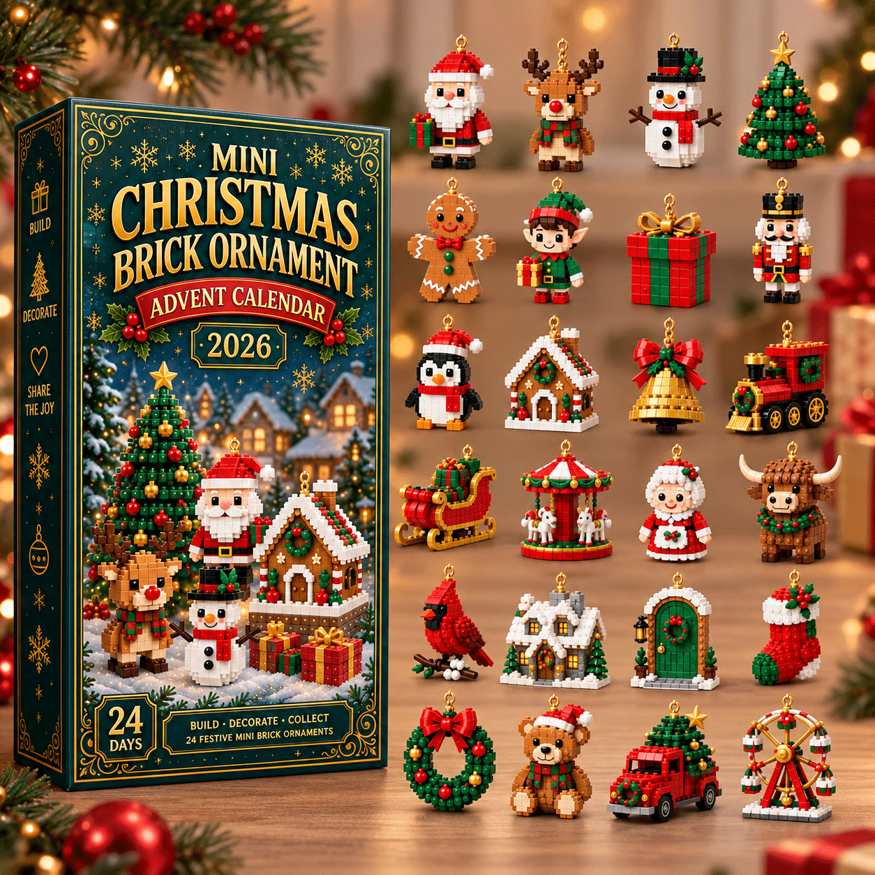 Calendario dell'Avvento con decorazioni natalizie – 24 mini set di cos ...