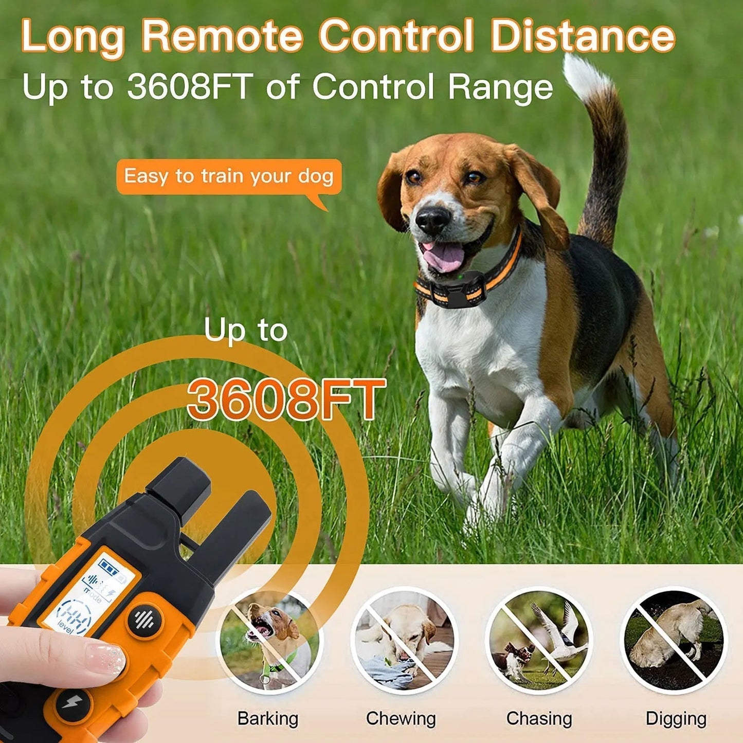 Collare elettrico per addestramento cani – portata di 1000 m