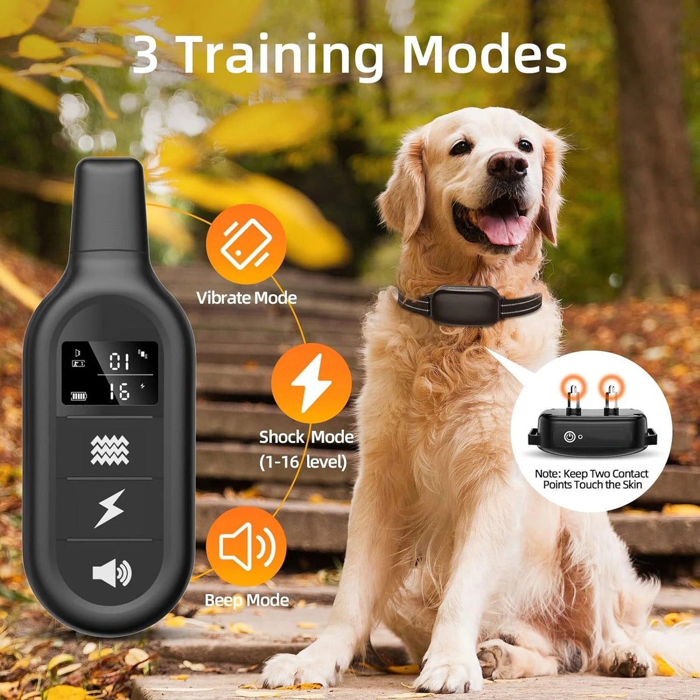 Collare elettronico da addestramento per cani, impermeabile e ricaricabile, 1000 m