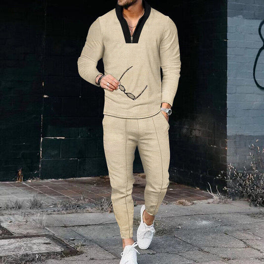 Completo Casual Due Pezzi con Maglia con Zip e Pantaloni