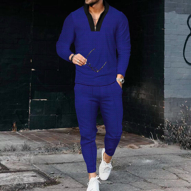Completo Casual Due Pezzi con Maglia con Zip e Pantaloni