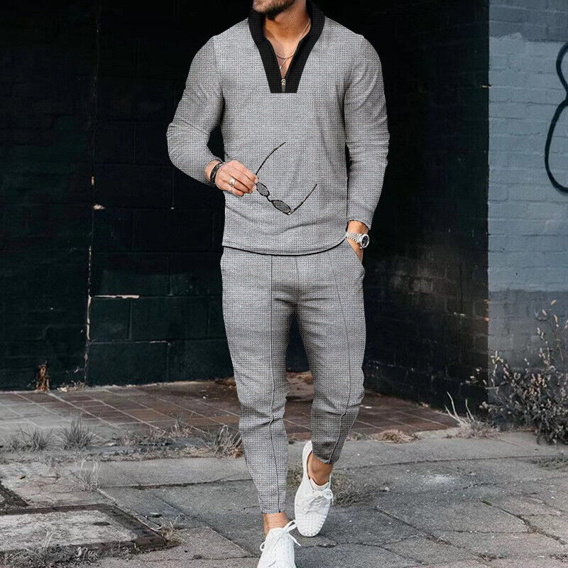 Completo Casual Due Pezzi con Maglia con Zip e Pantaloni