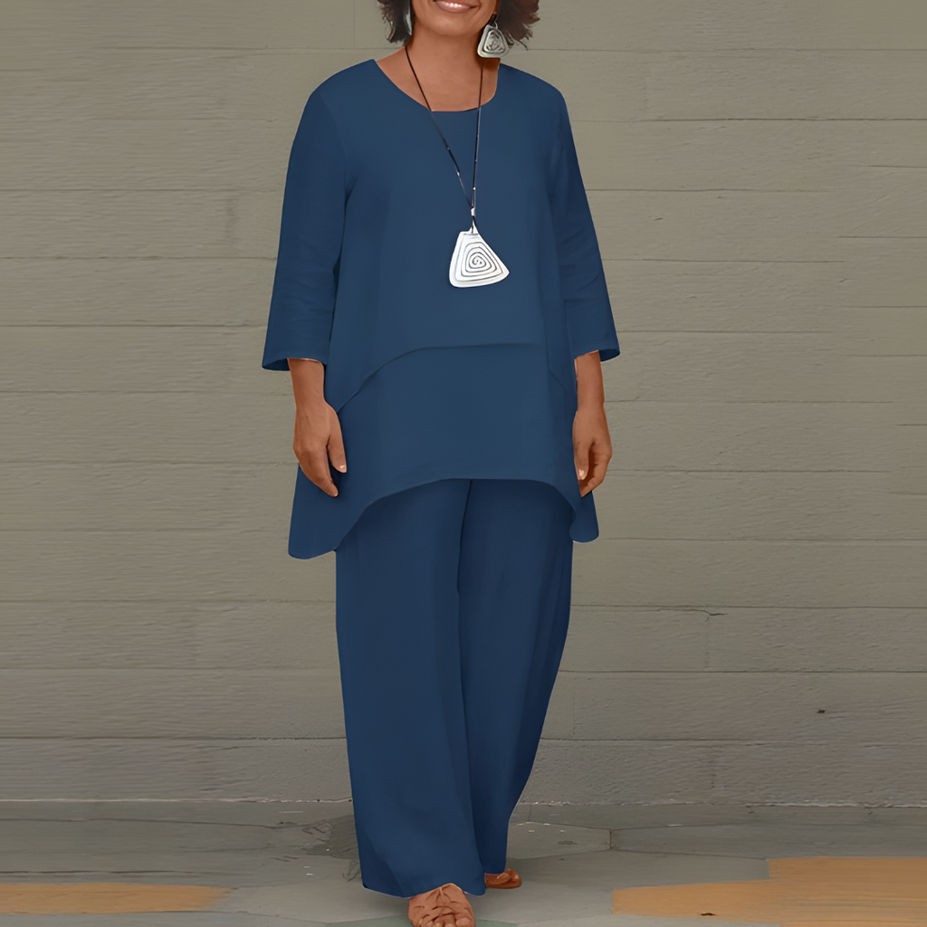 Completo da donna in lino a strati