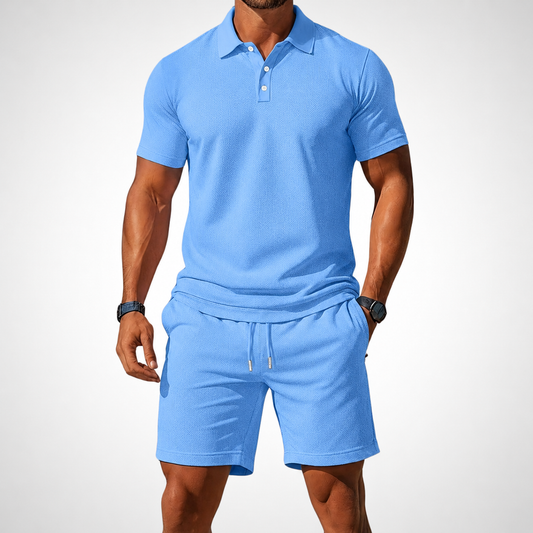 Completo da Uomo con T-Shirt Polo e Pantaloncini in Cotone per un Look Estivo