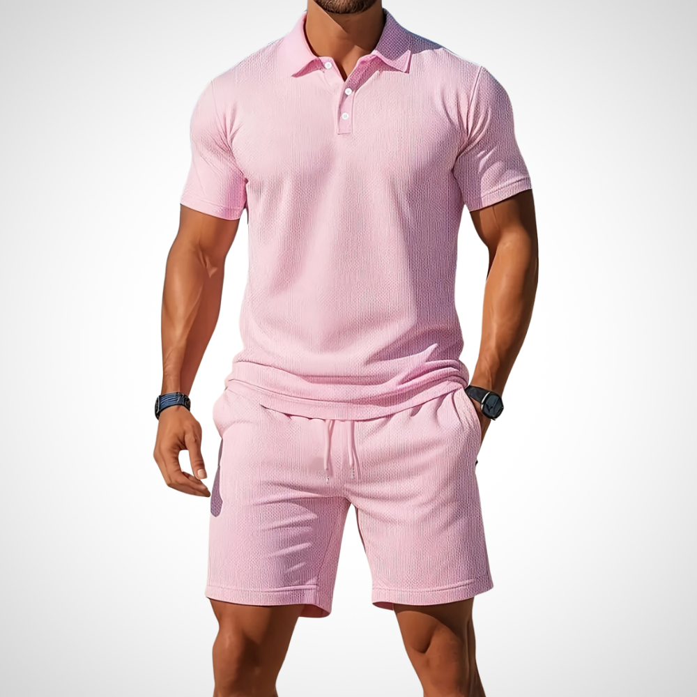 Completo da Uomo con T-Shirt Polo e Pantaloncini in Cotone per un Look Estivo