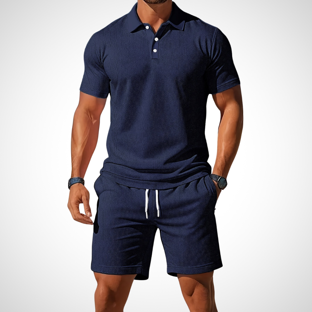 Completo da Uomo con T-Shirt Polo e Pantaloncini in Cotone per un Look Estivo
