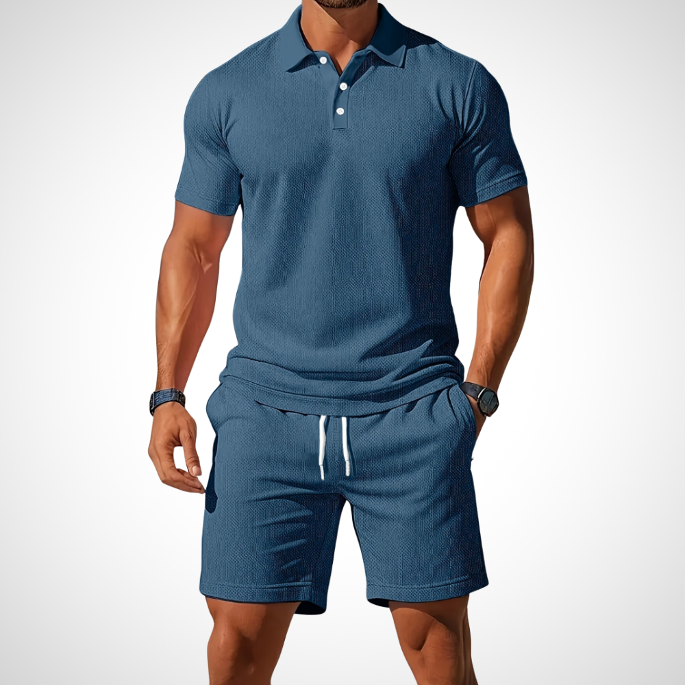 Completo da Uomo con T-Shirt Polo e Pantaloncini in Cotone per un Look Estivo