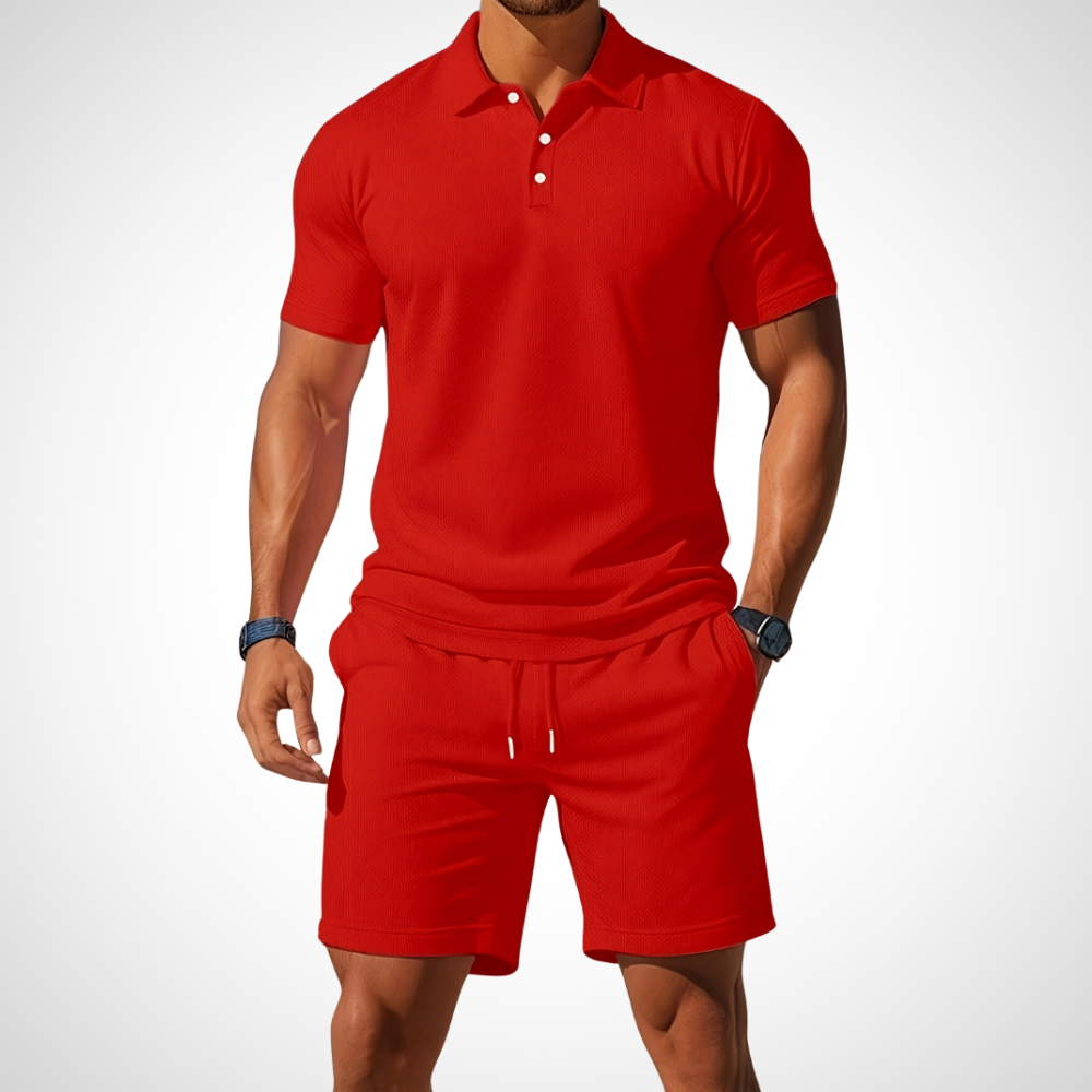 Completo da Uomo con T-Shirt Polo e Pantaloncini in Cotone per un Look Estivo