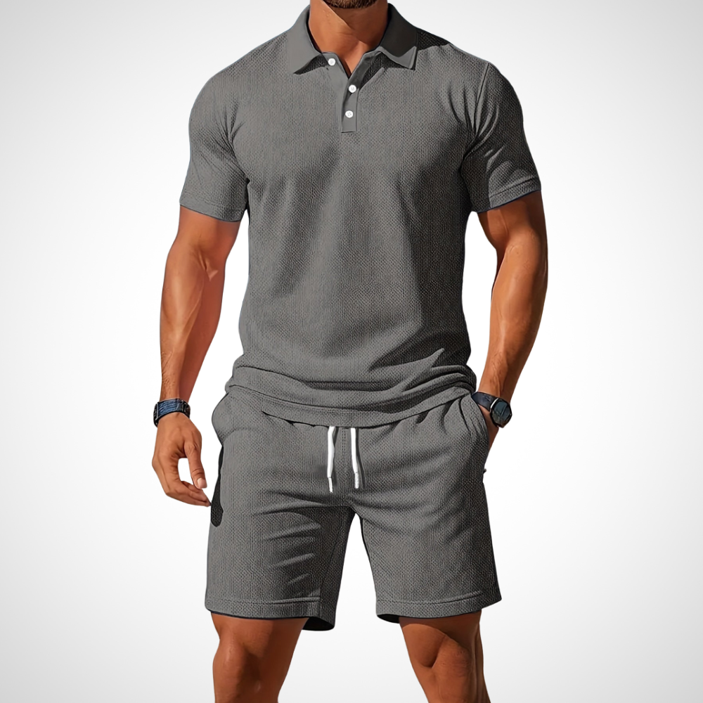 Completo da Uomo con T-Shirt Polo e Pantaloncini in Cotone per un Look Estivo
