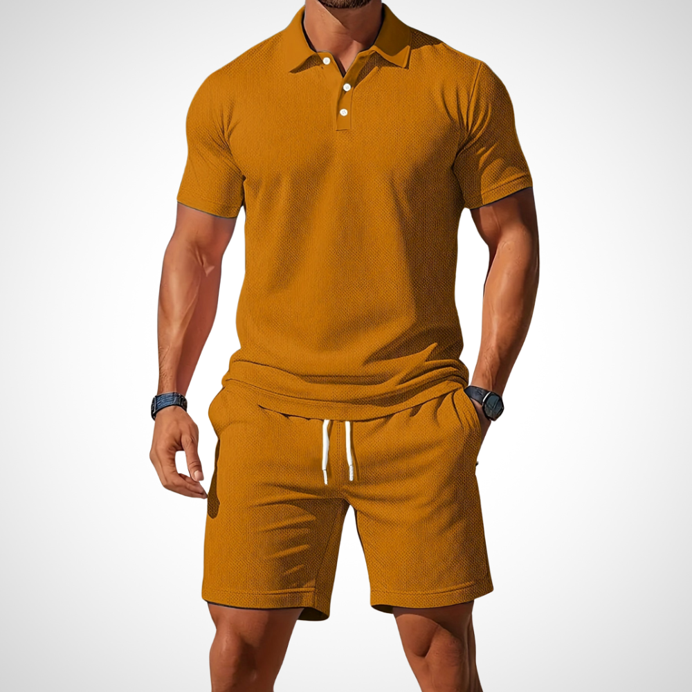 Completo da Uomo con T-Shirt Polo e Pantaloncini in Cotone per un Look Estivo