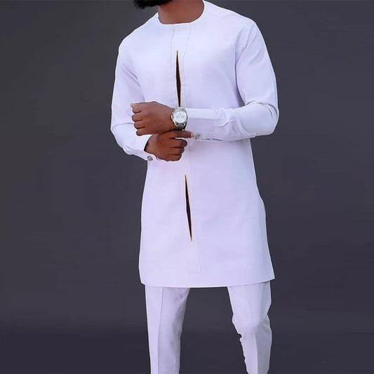 Completo Dashiki da Uomo: Maglia Tradizionale a Maniche Lunghe e Pantaloni Slim Fit