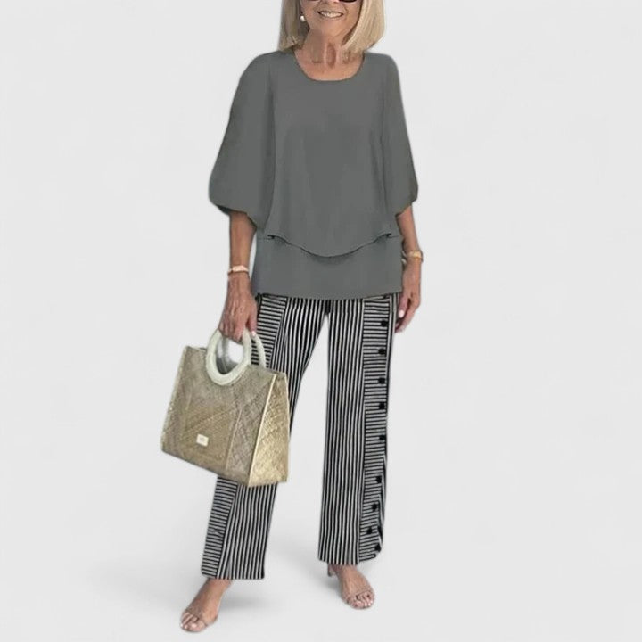 Completo due pezzi con taglio elegante in tessuto traspirante – Outfit di stile per ogni occasione