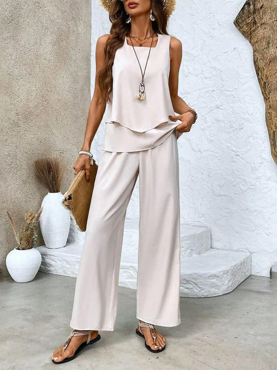 Completo Elegante da Donna con Motivo Floreale e Pantaloni Comodi