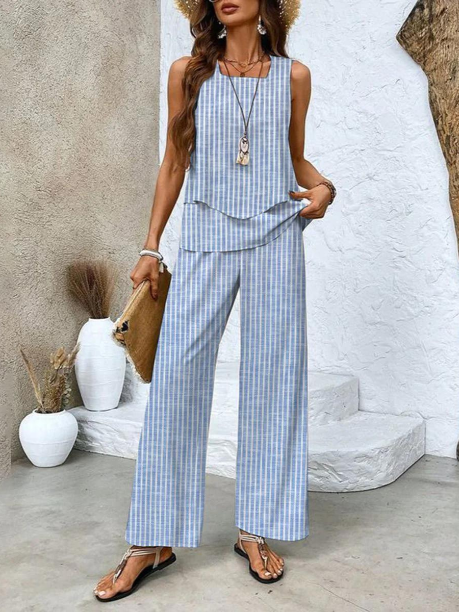 Completo Elegante da Donna con Motivo Floreale e Pantaloni Comodi