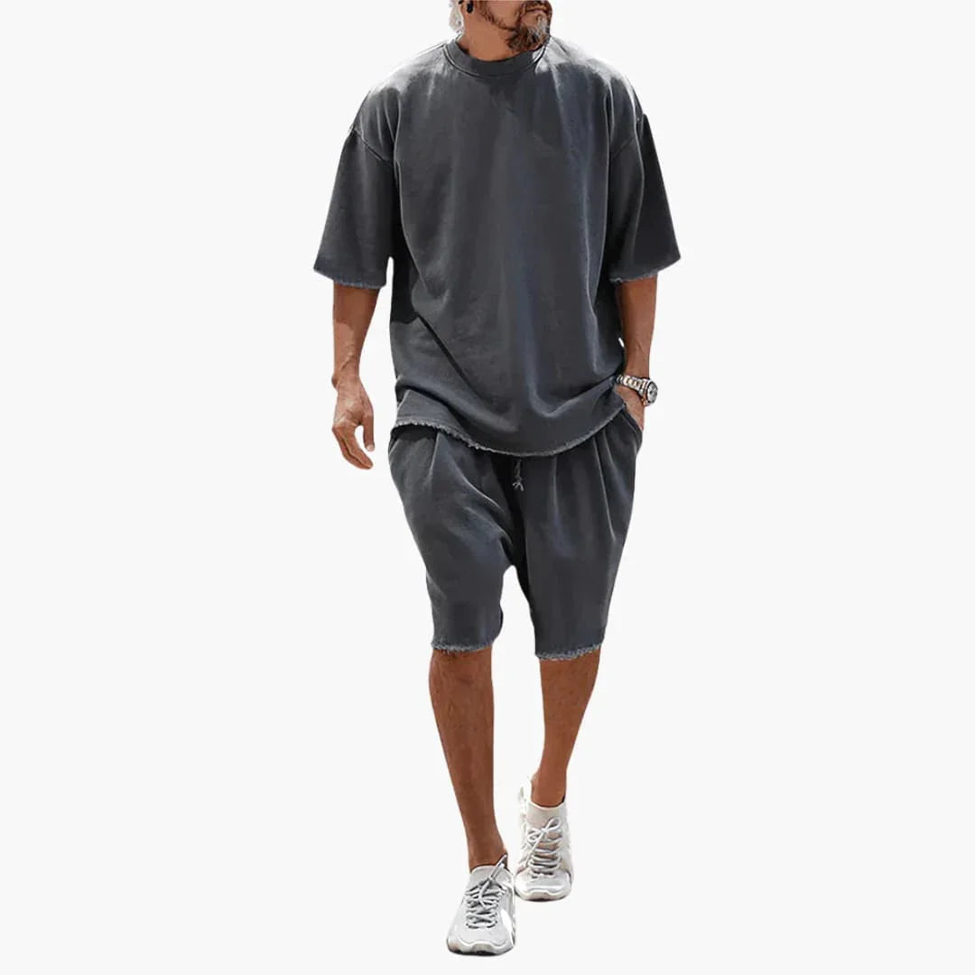 Completo estivo da uomo 2 pezzi con t-shirt oversized e pantaloncini con coulisse