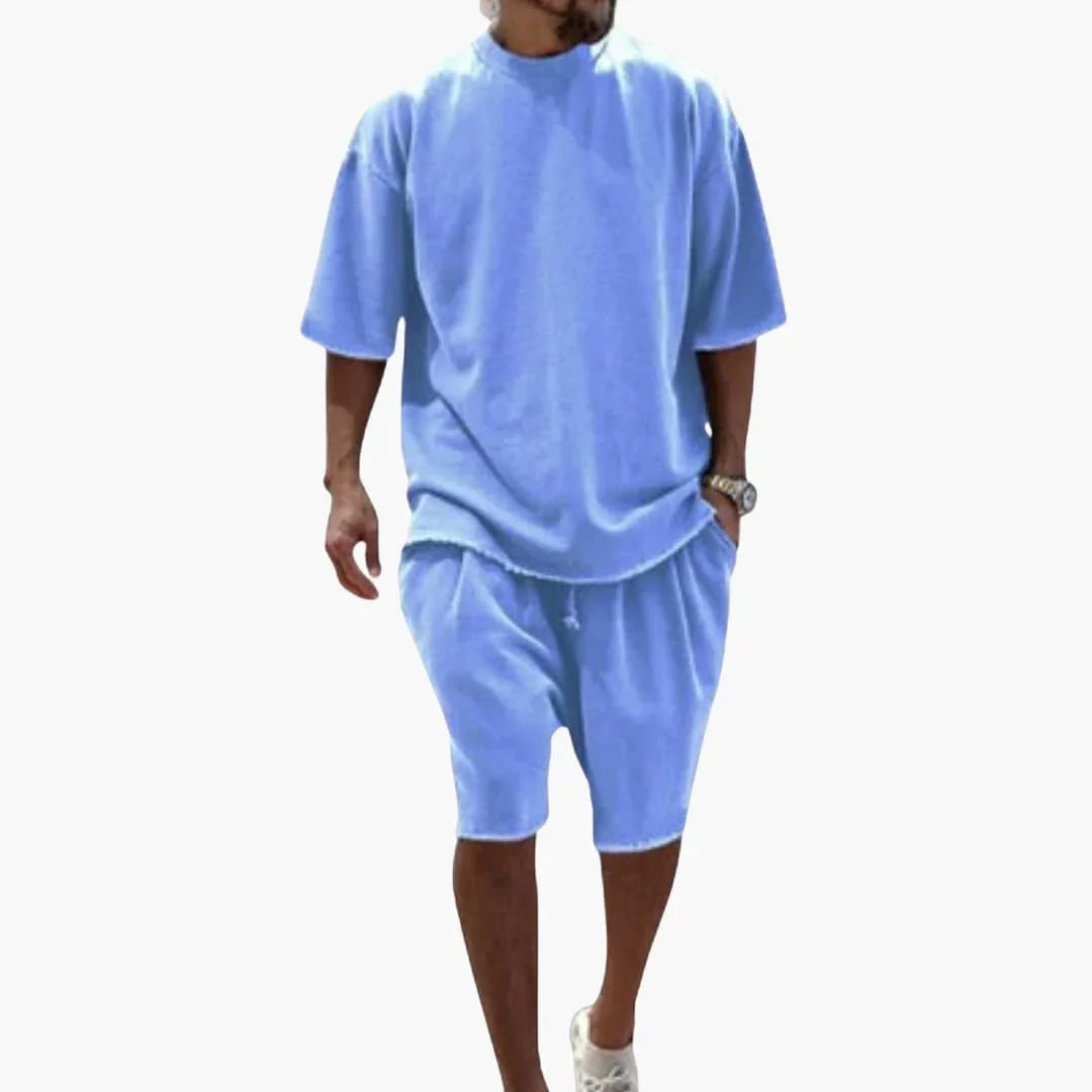 Completo estivo da uomo 2 pezzi con t-shirt oversized e pantaloncini con coulisse