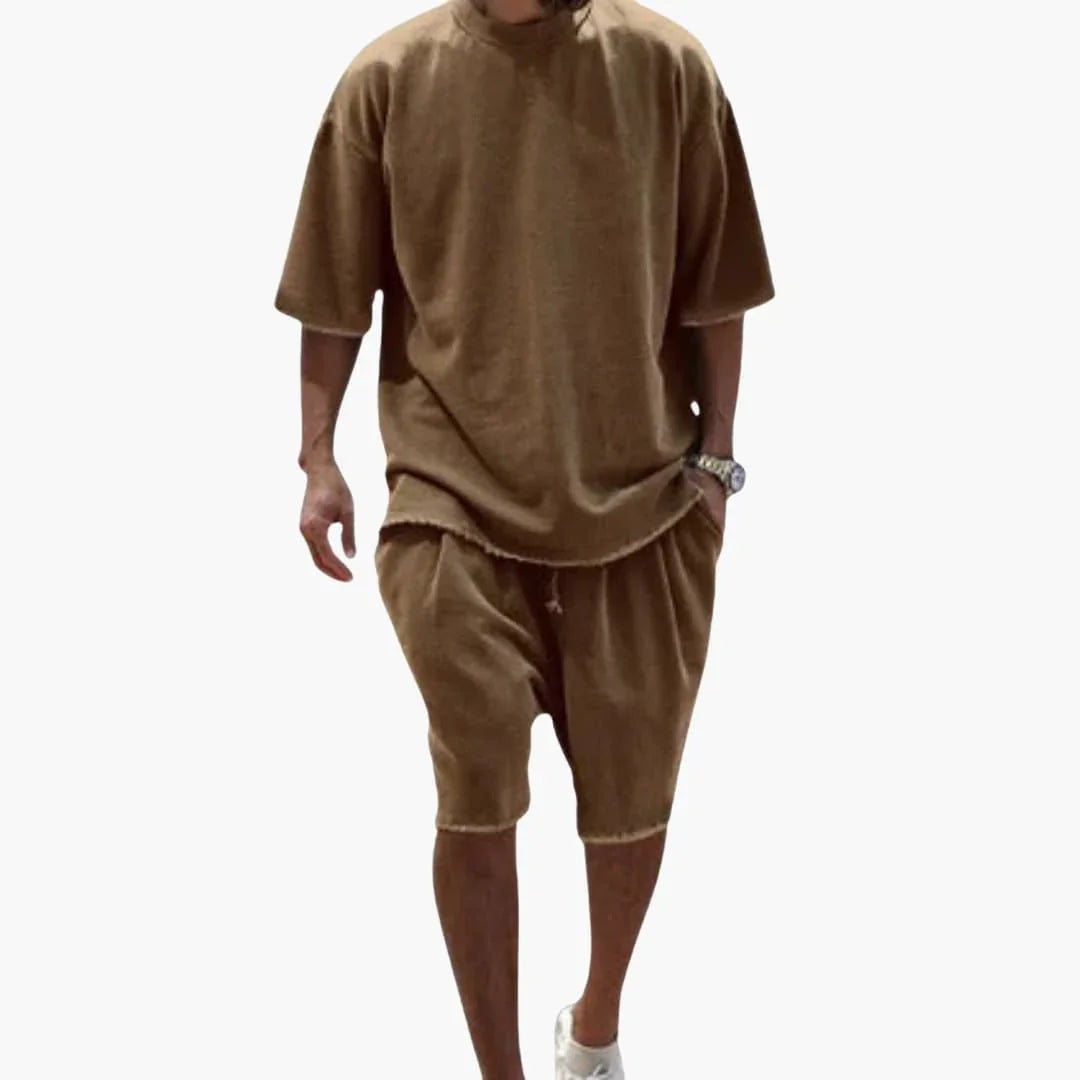 Completo estivo da uomo 2 pezzi con t-shirt oversized e pantaloncini con coulisse