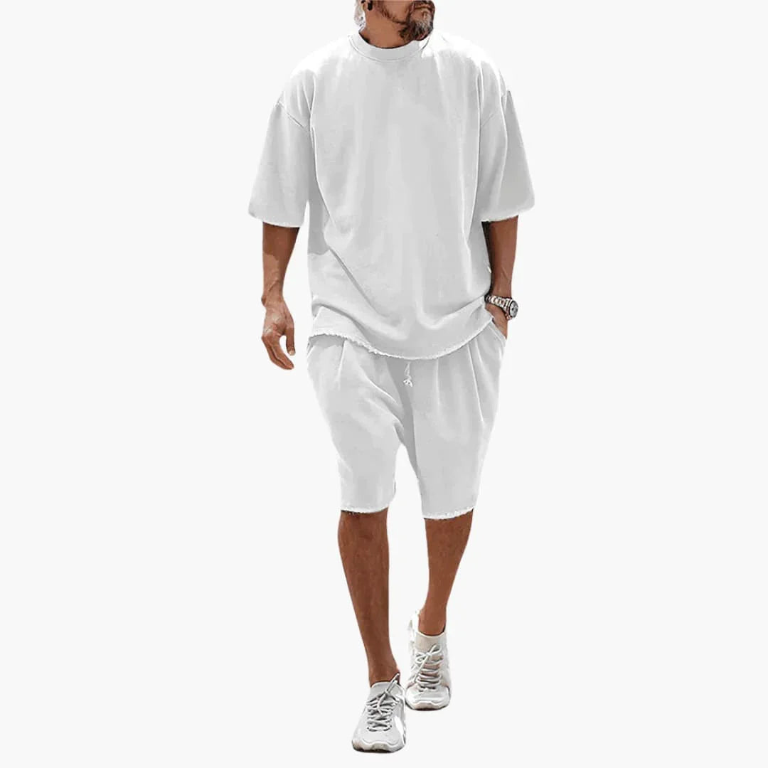 Completo estivo da uomo 2 pezzi con t-shirt oversized e pantaloncini con coulisse
