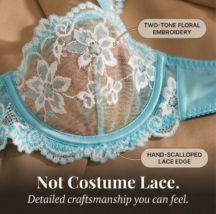 Completo intimo con reggiseno e slip a motivi floreali