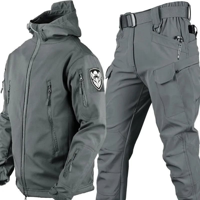Completo Tattico da Esterno da Uomo | Giacca e Pantaloni Impermeabili e Antivento