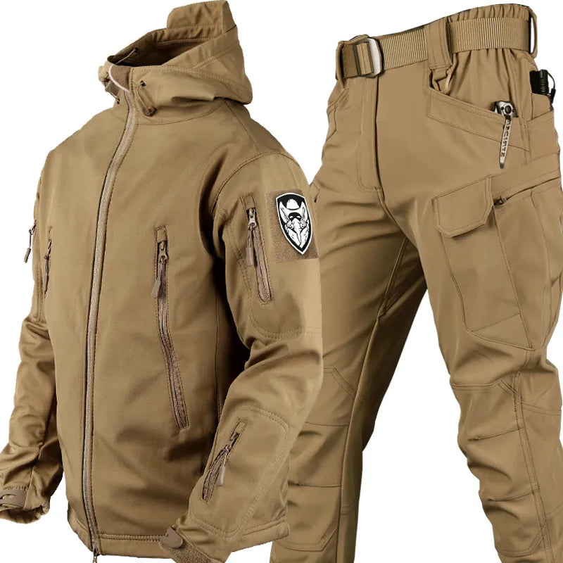 Completo Tattico da Esterno da Uomo | Giacca e Pantaloni Impermeabili e Antivento