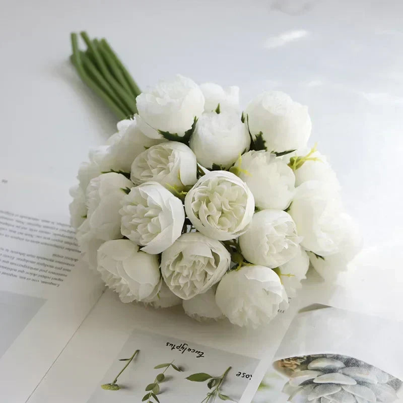 Composizione floreale in seta con peonie – Collezione Tonalità Romantiche