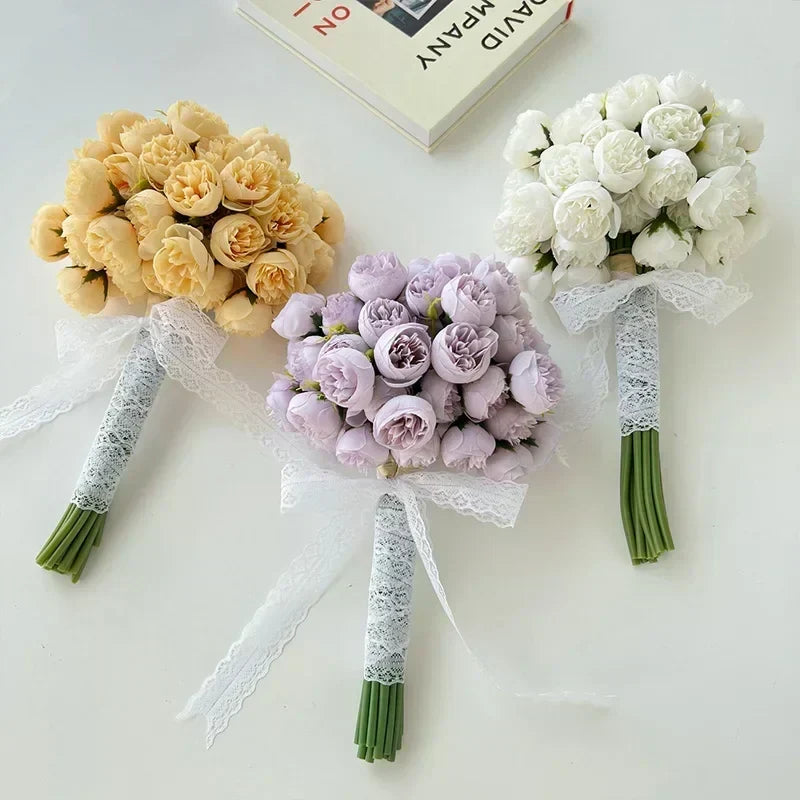Composizione floreale in seta con peonie – Collezione Tonalità Romantiche