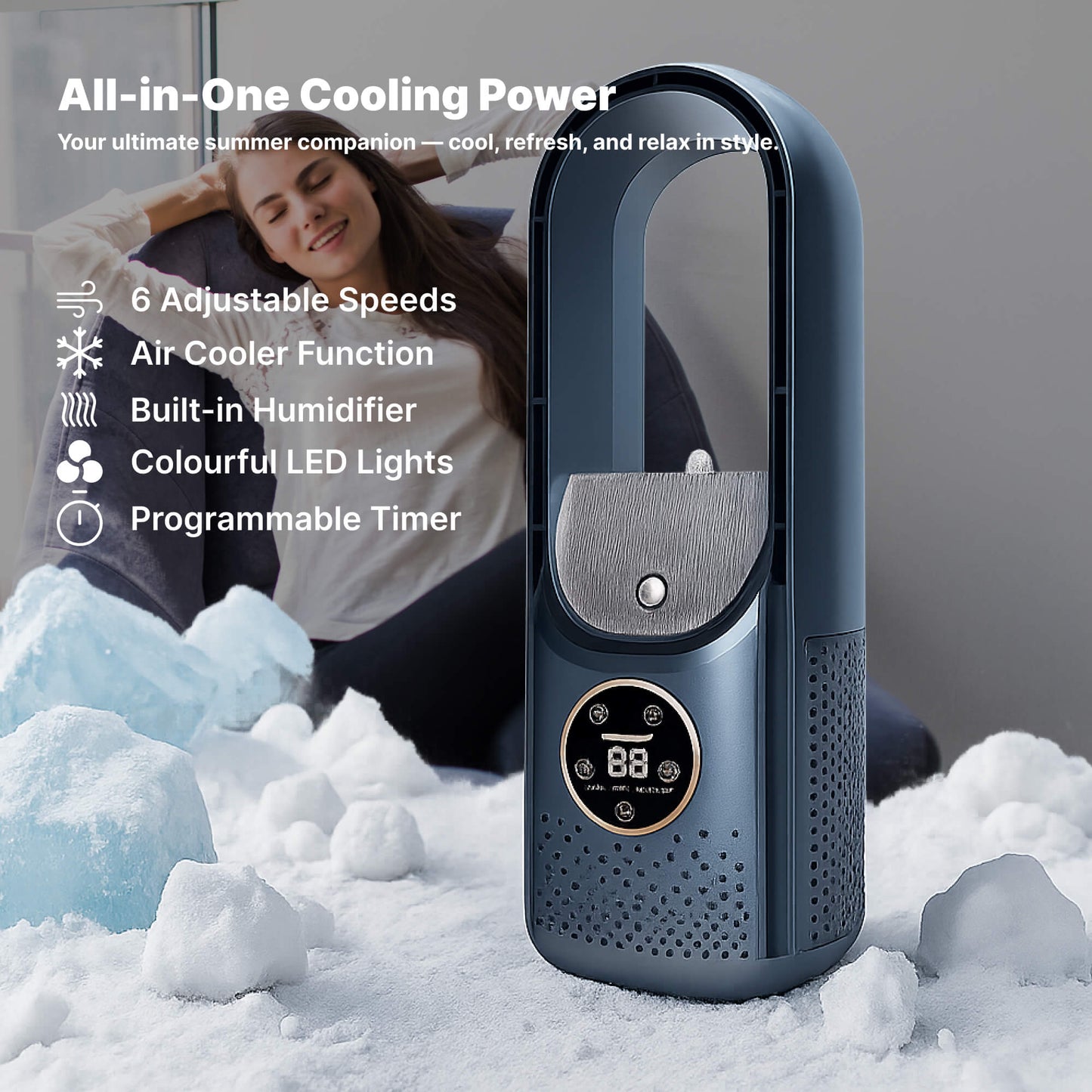 Condizionatore Portatile Senza Pale | Ultra Silenzioso, Design Ergonomico e Ideale per Casa e Ufficio