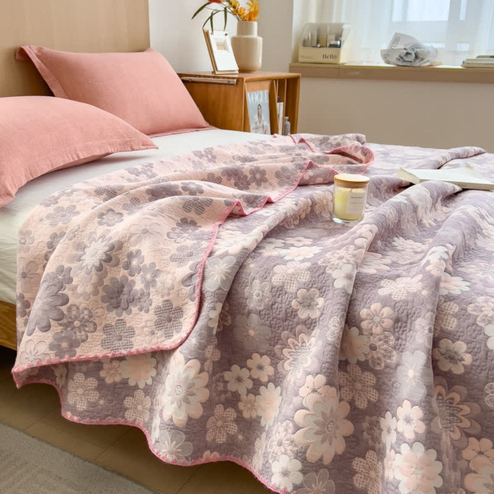 Coperta in mussola di cotone a motivo floreale