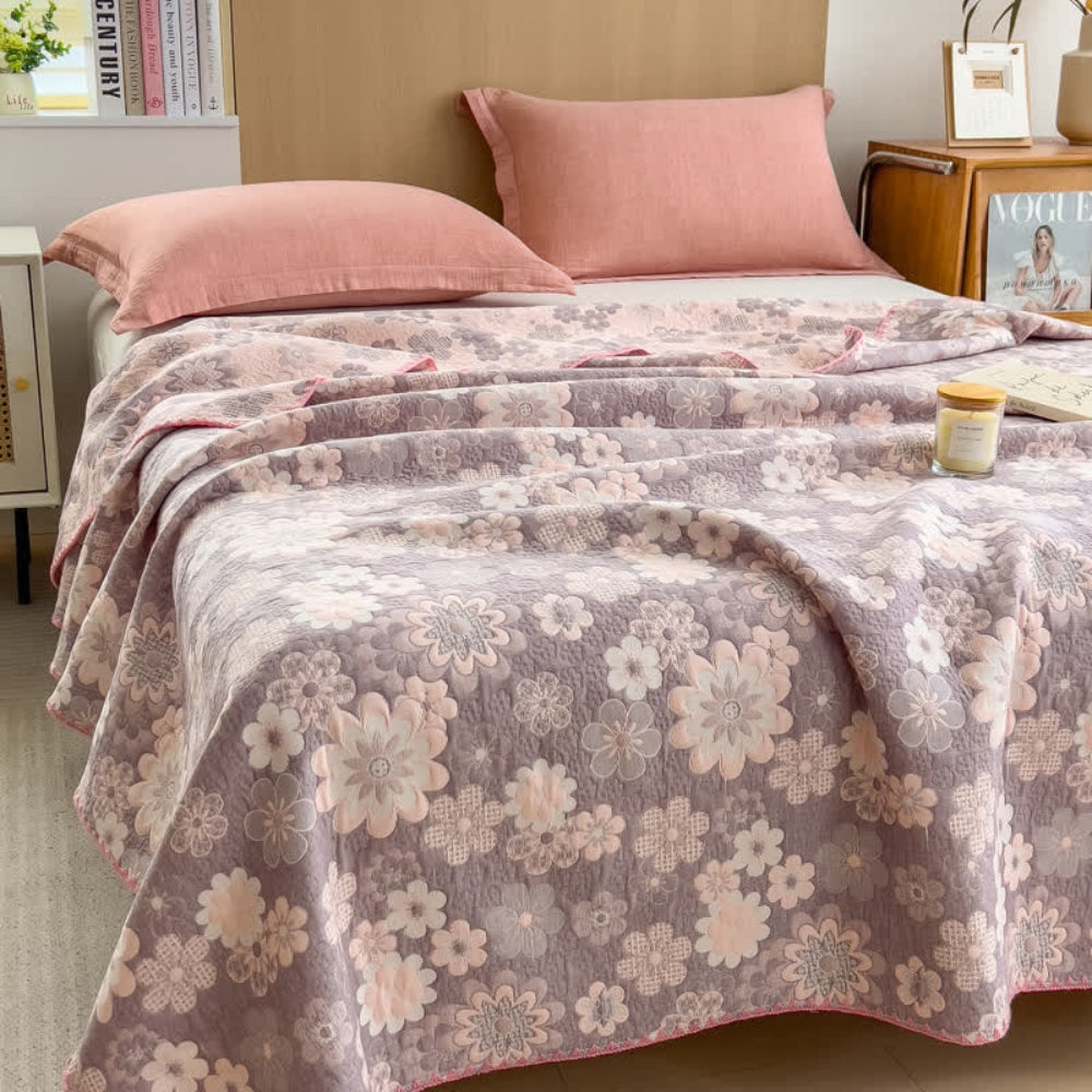 Coperta in mussola di cotone a motivo floreale