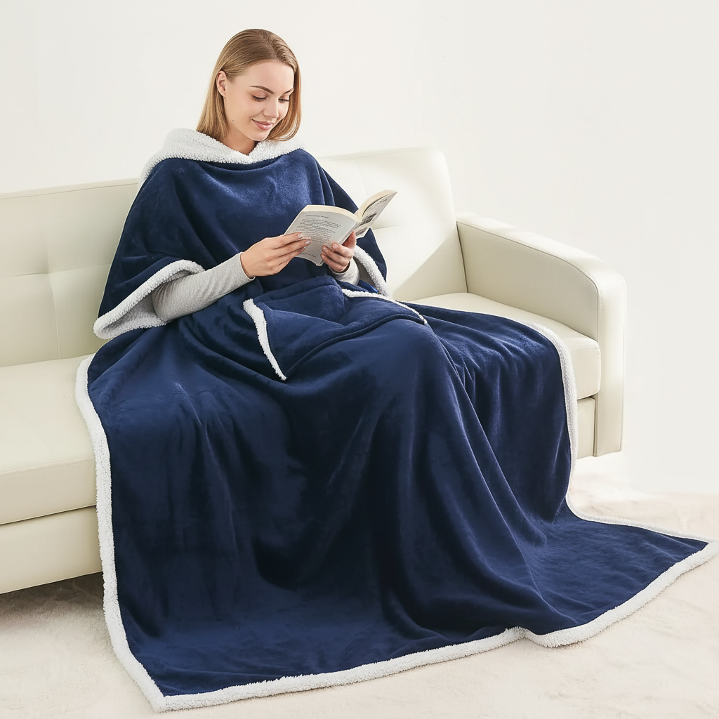 Coperta indossabile e avvolgente con fodera in sherpa