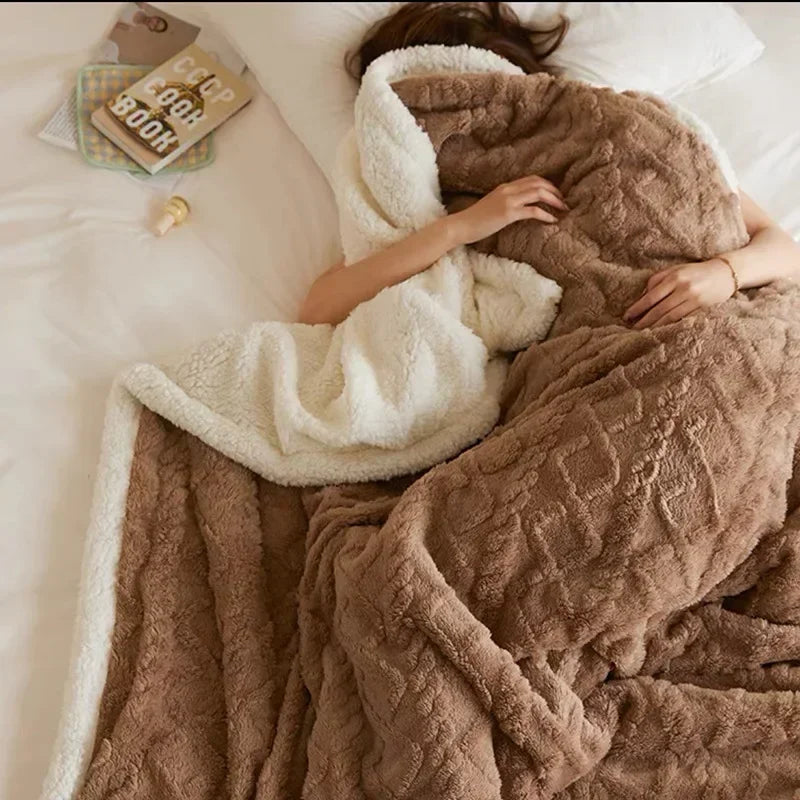 Coperta Plaid Double Face con Motivo a Rilievo