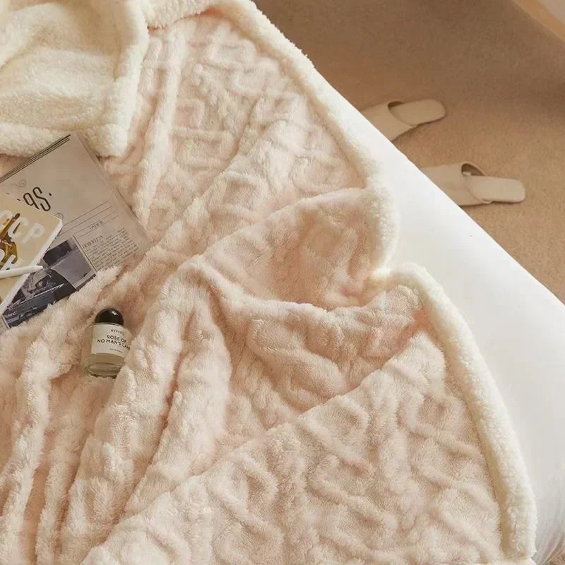 Coperta Plaid Double Face con Motivo a Rilievo