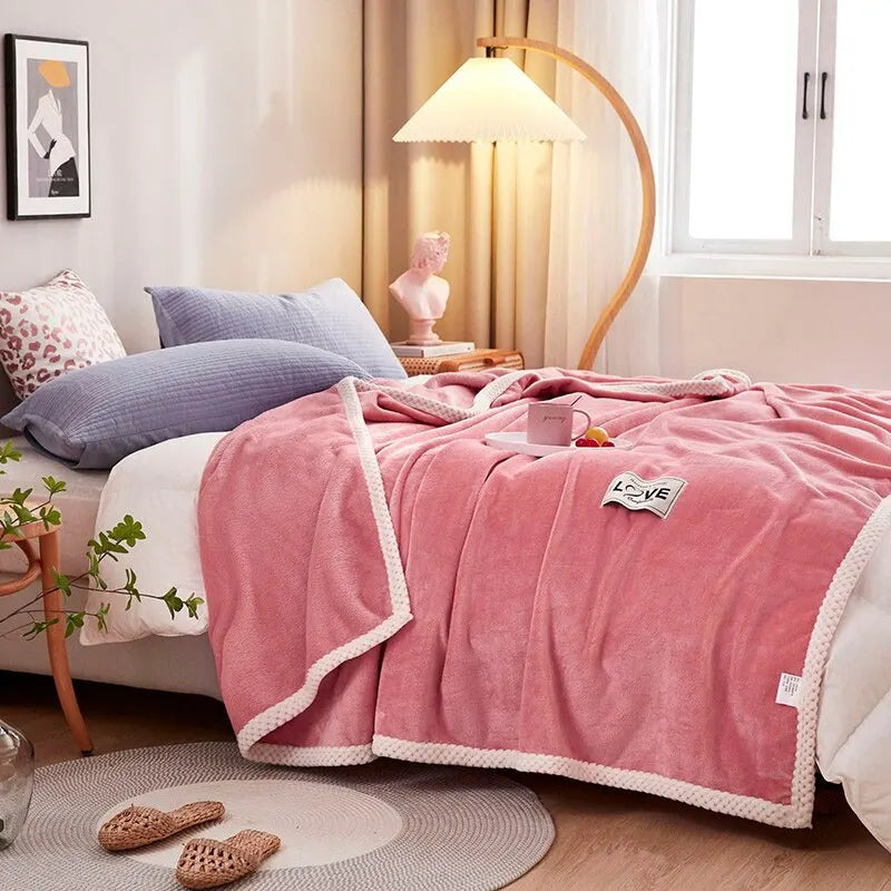 Coperta rosa in pile flanella