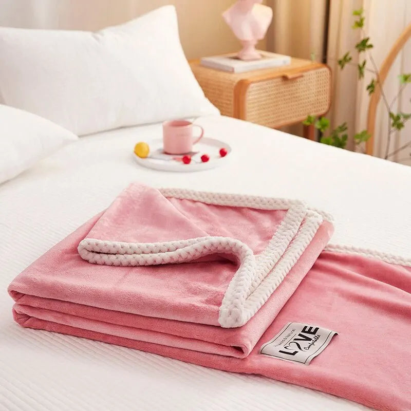 Coperta rosa in pile flanella