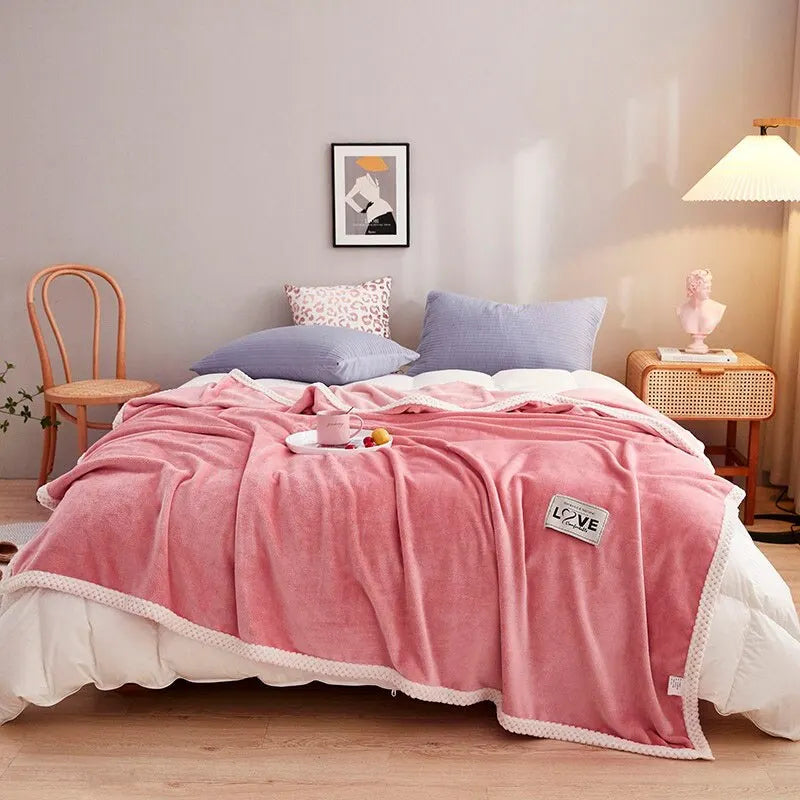 Coperta rosa in pile flanella