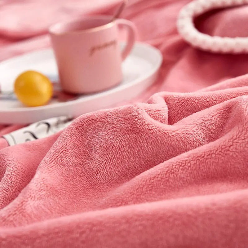Coperta rosa in pile flanella