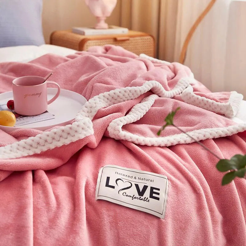 Coperta rosa in pile flanella