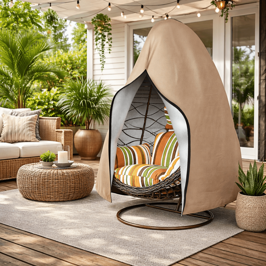 Copertura Impermeabile Resistentissima per Poltrona ad Uovo – Protezione UV e Antivento, Poliestere Oxford 210D, 115×190 cm o 230×200 cm