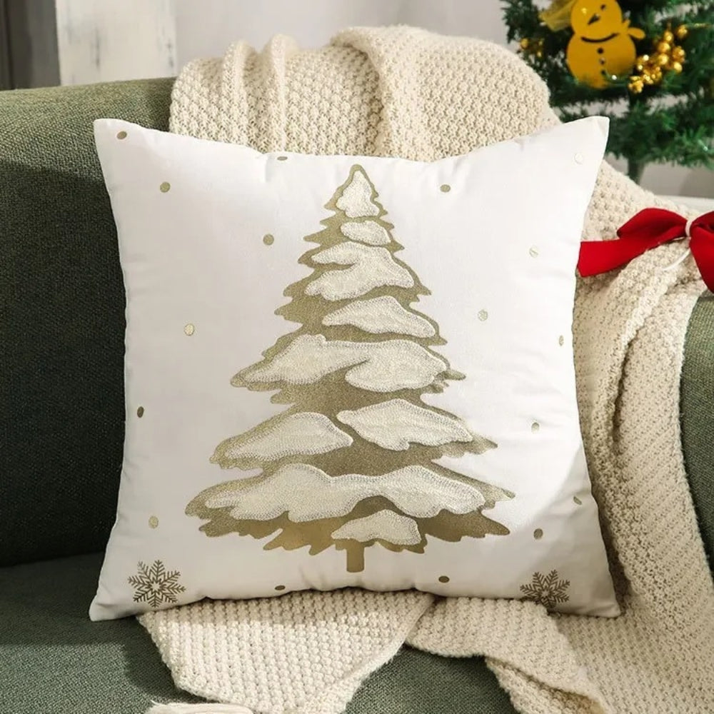 Copricuscino Decorativo in Velluto con Albero di Natale