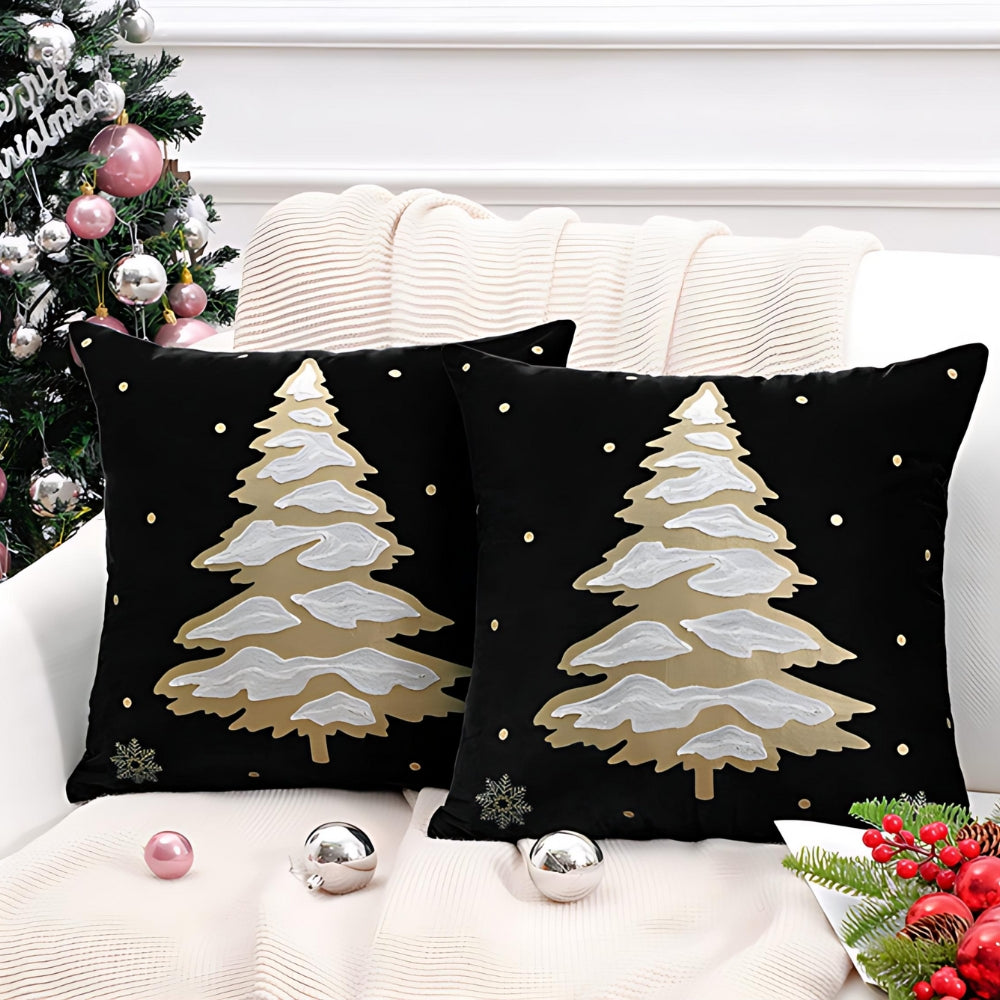 Copricuscino Decorativo in Velluto con Albero di Natale