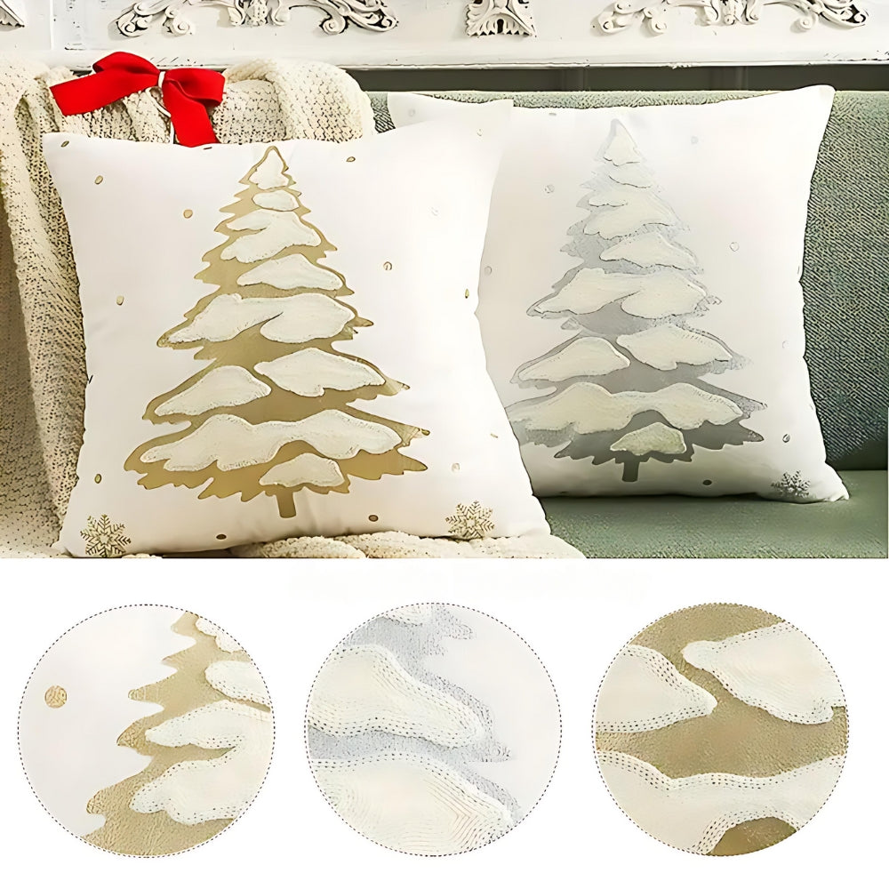 Copricuscino Decorativo in Velluto con Albero di Natale