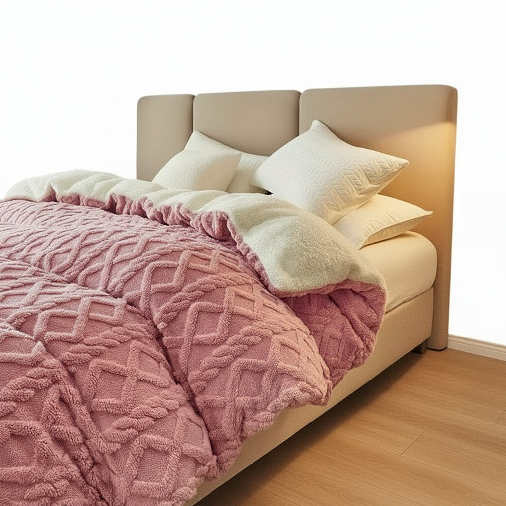 Copripiumino Reversibile Lussuoso in Peluche e Consistenza Liscia