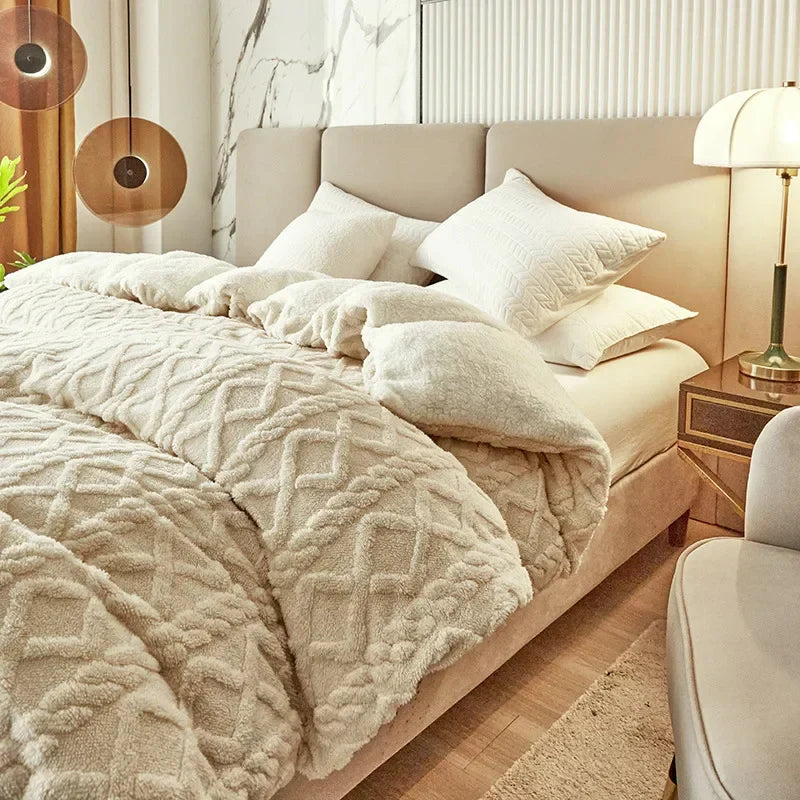 Copripiumino Reversibile Lussuoso in Peluche e Consistenza Liscia