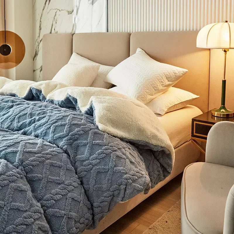 Copripiumino Reversibile Lussuoso in Peluche e Consistenza Liscia