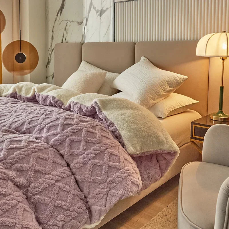 Copripiumino Reversibile Lussuoso in Peluche e Consistenza Liscia
