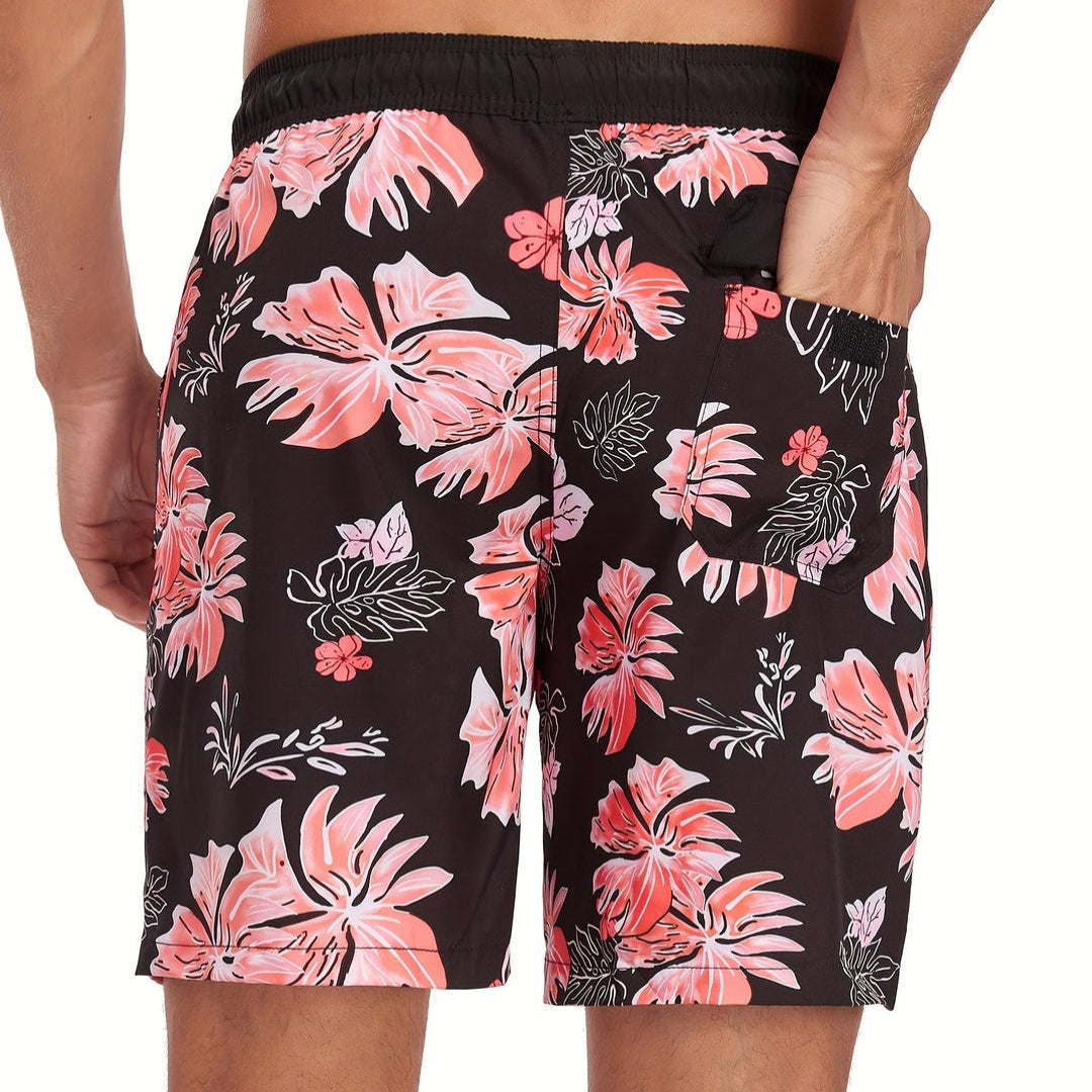 Costume da Bagno a Bermuda con Motivo Tropicale di Fenicotteri