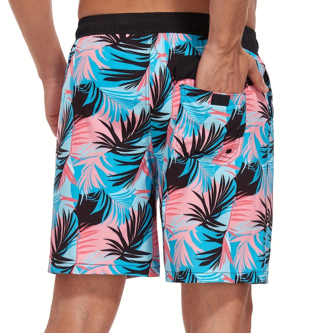 Costume da Bagno a Bermuda con Motivo Tropicale di Fenicotteri