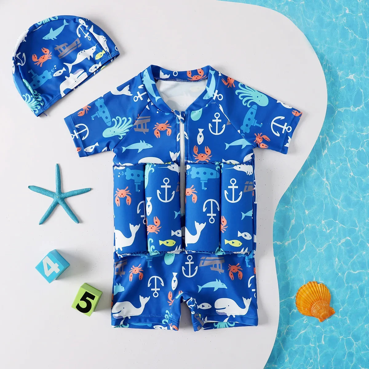 Costume da bagno evolutivo per bambini con galleggiamento regolabile – Per imparare a nuotare in sicurezza con protezione UV